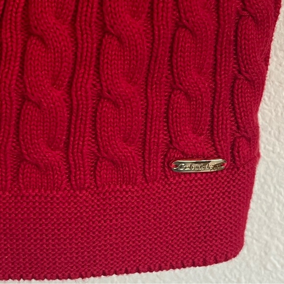 Calvin Klein 100%Cotton red cable knit cardigan sweater, buttondown size L - Picture 8 of 9